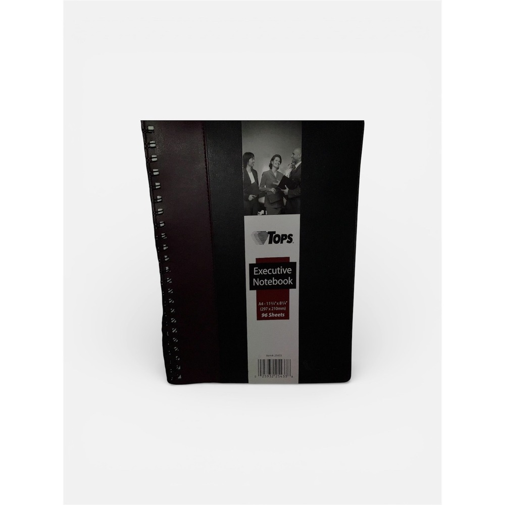 TOPS Executive Notebook Spiral Bound A4 Black Burgundy 96 Sheets